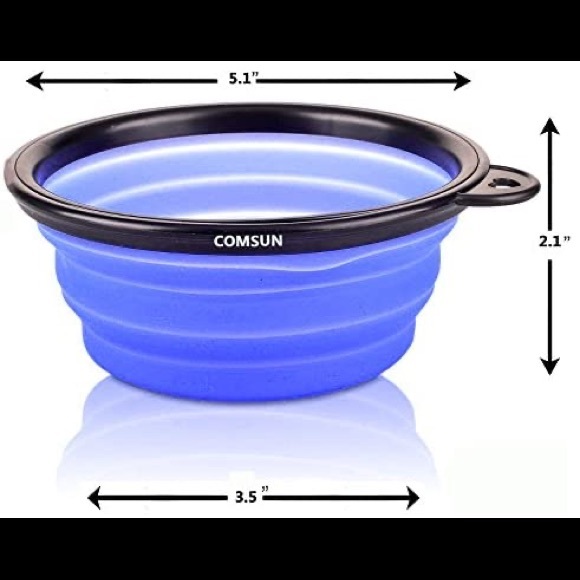 COMSUN Set of 2 Collapsible Dog Bowls / Blue and Green - Picture 6 of 6